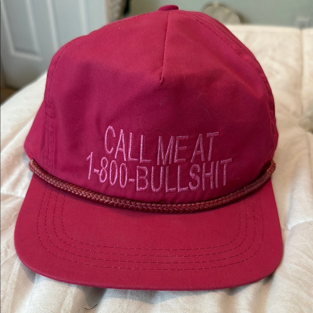 Hot Pink Rope call me at 1-800-bullsh*t Embroidered Cap Vintage